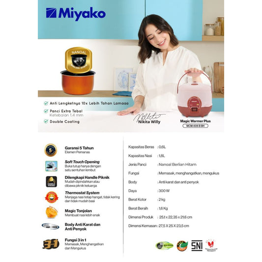 Pekanbaru Magic Com Miyako Mcm-606 B Bh 0,6 Liter / Rice Cooker Miyako Mcm 606B Bh / Mcm 606 B Bh