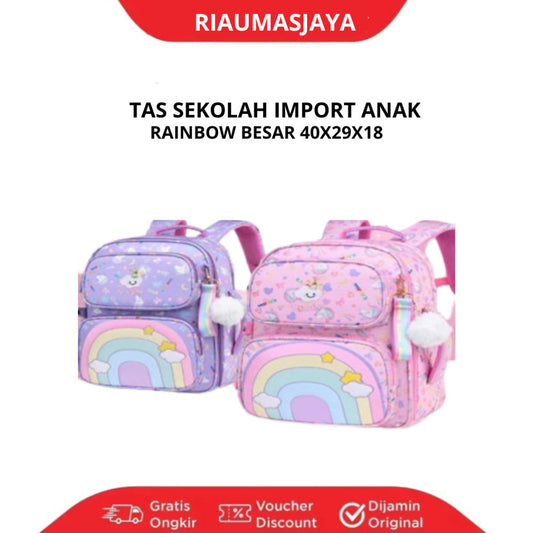 Pekanbaru Tas Sekolah Rainbow Besar /Tas Ransel Anak Sekolah Sd-Smp Remaja Import