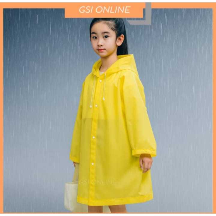 Jas Hujan Anak EVA Polos Hoodie Murah Mantel Lengan Anak Polos Jas Hujan Anak Warna EVA Children Raincoat