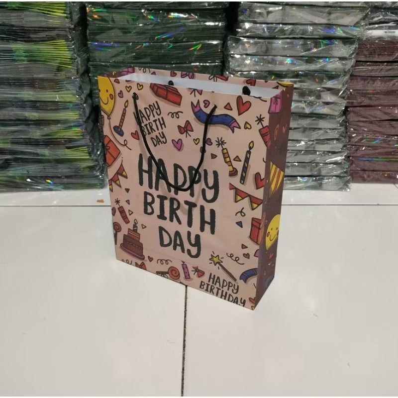 HR- Paper Bag Motif Lovely Hello Kado Satuan Souvenir | Ulang Tahun | Wedding / Kualitas Baik