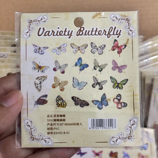 Pekanbaru 40 Pcs Stiker Kupu-Kupu Tahan Air Bahan PVC Sticker DIY Jurnal Scrapbook