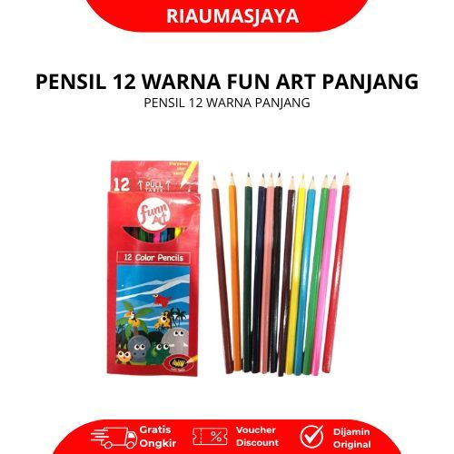 Pekanbaru Pensil 12 Warna Panjang Fun Art