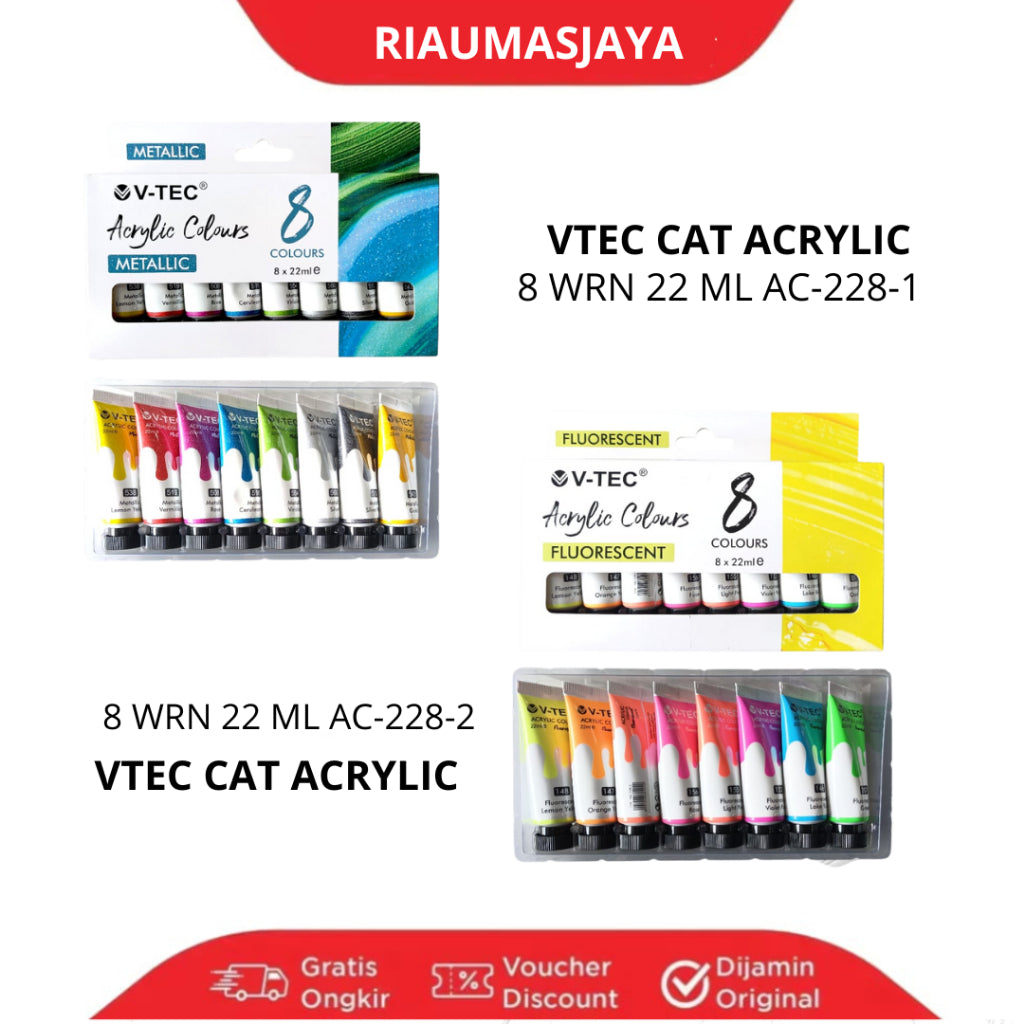 Pekanbaru V-Tec Cat Acrilic 8 Warna 22Ml