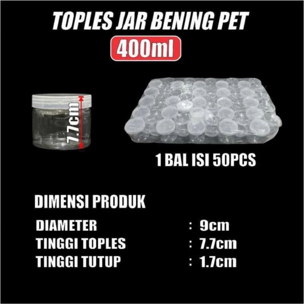 1 Pcs Toples Jar Bening PET  Foodgrade + Tutup Cocok untuk Kue Kering, Hampers,dan Souvenir