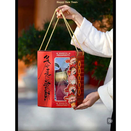 Pekanbaru Cny Hampers Box / Kotak Hampers Imlek Segi 6 Handle Gold E-Flute