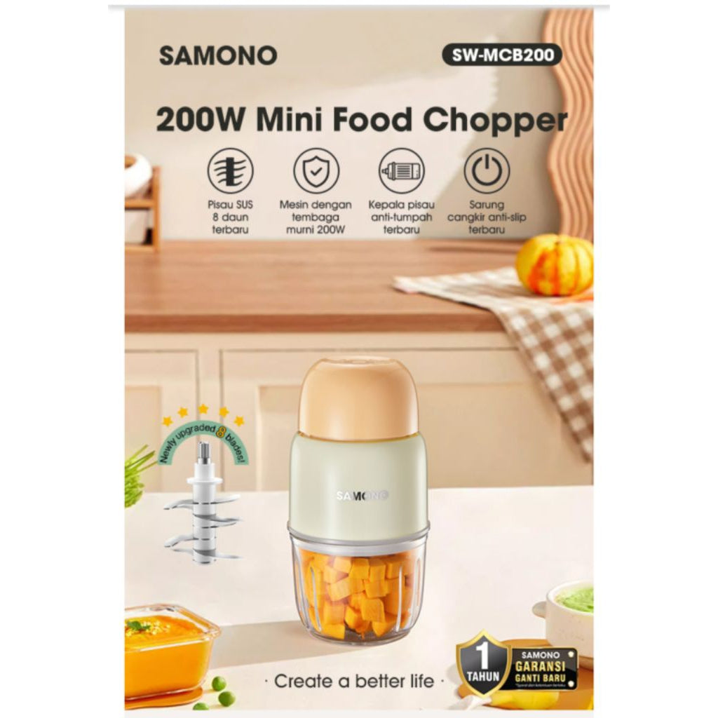 Pekanbaru Chopper Samono Sw-Mbc200 300Ml / Mini Food Processor Samono Swmbc200 Low Watt