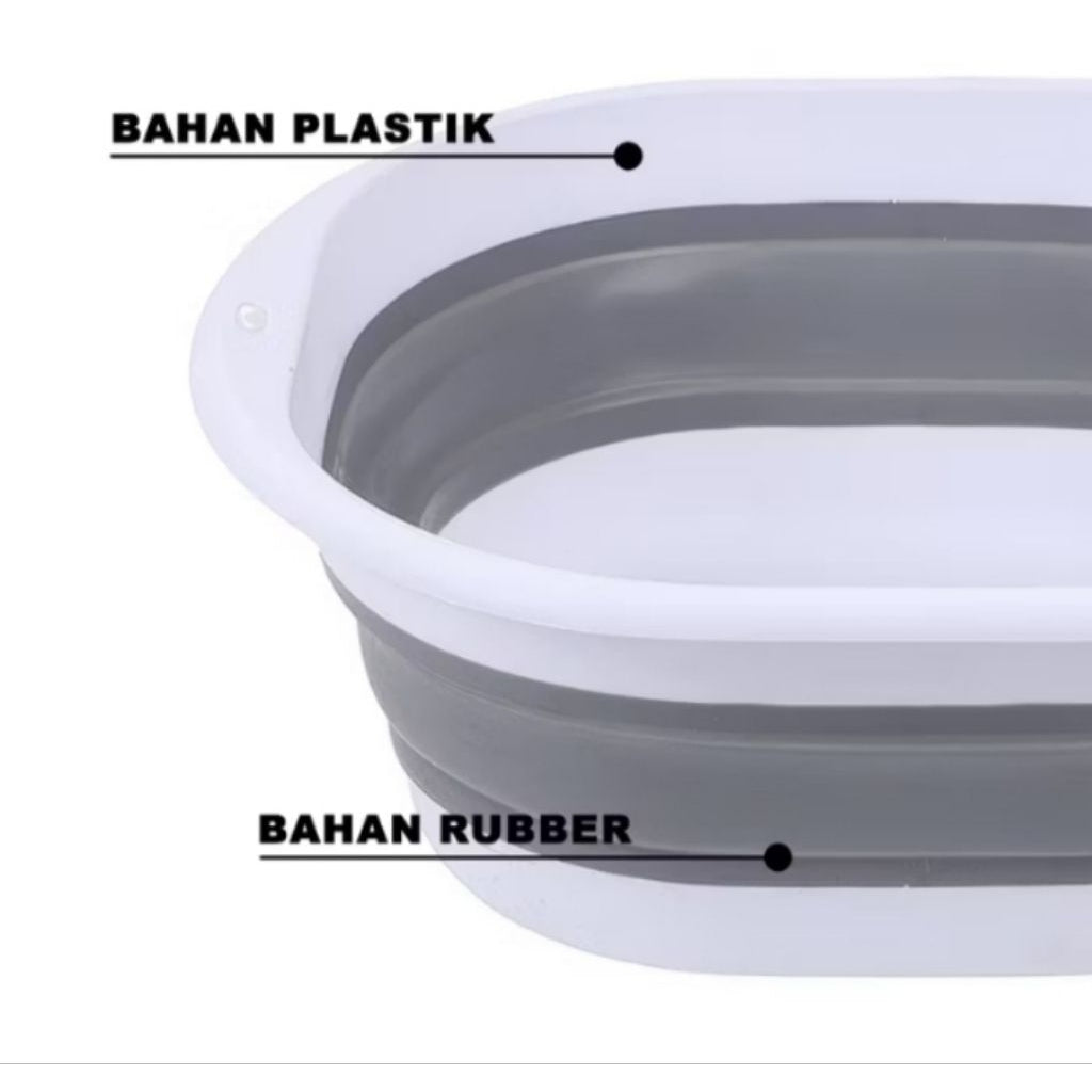Pekanbaru Ember Lipat Silikon Baskom Portable Water Bucket Foldable Ember Plastik Anti Bocor