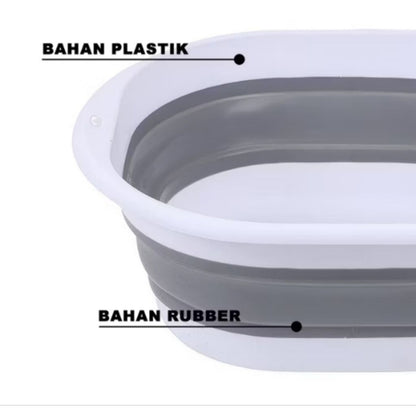 Pekanbaru Ember Lipat Silikon Baskom Portable Water Bucket Foldable Ember Plastik Anti Bocor
