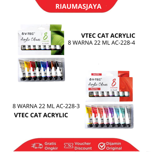 Pekanbaru V-Tec Cat Acrilic 8 Warna 22Ml