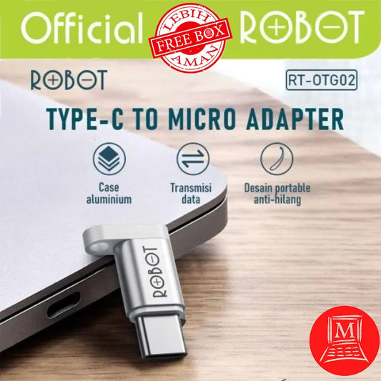 Pekanbaru Robot Rt-Otg02 Otg Type-C To Micro Usb Small & Portable Aluminium Case Cable Adapter