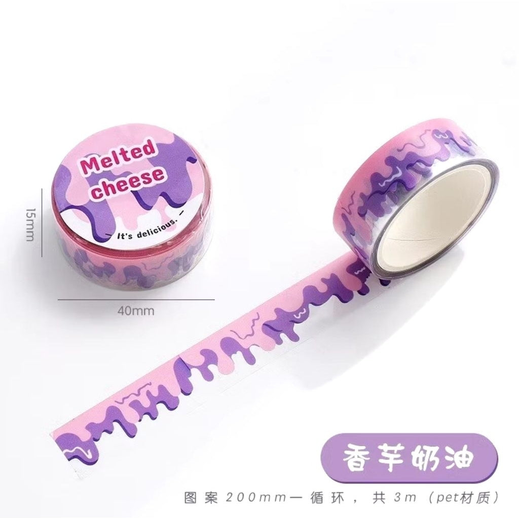 WASHI TAPE PET MASKING TAPE MOTIF MELTED CHEESE LELEHAN KEJU PER 1 PCS