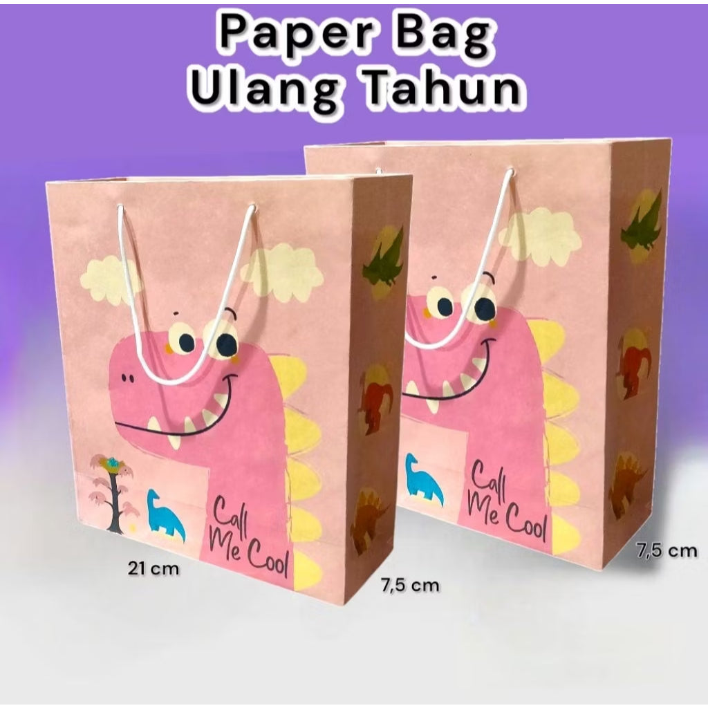 Paper Bag Kado Karakter Kartun Lusinan Eceran Ukuran 21×7×24 cm Cantik Paperbag Karakter Kartun