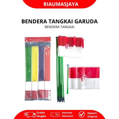Pekanbaru Bendera Tangkai Merah Putih Motif Garuda