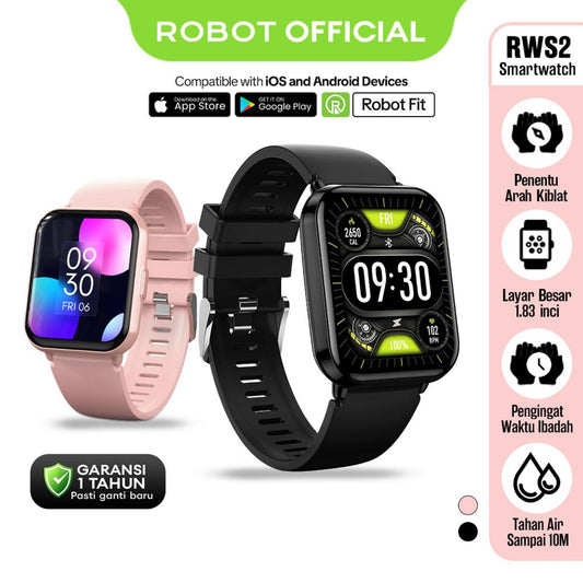 Pekanbaru Robot Rws2 Smartwatch Jam Tangan Pintar Tahan Air Hingga Kedalaman 10 Meter Muslim & Sport Friendly Layar 1.83 Inch - Garansi 1 Tahun