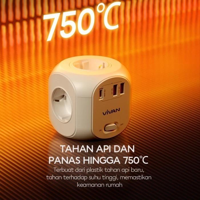 Pekanbaru Vivan Safety Socket Vps-H008A Multifuctional Rubik'S Cube Socket 7  In 1 / Lubang Stop Kontak / Colokan Listrik