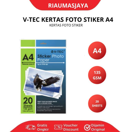 Pekanbaru Kertas Foto V-Tec Stiker A4 135Gsm