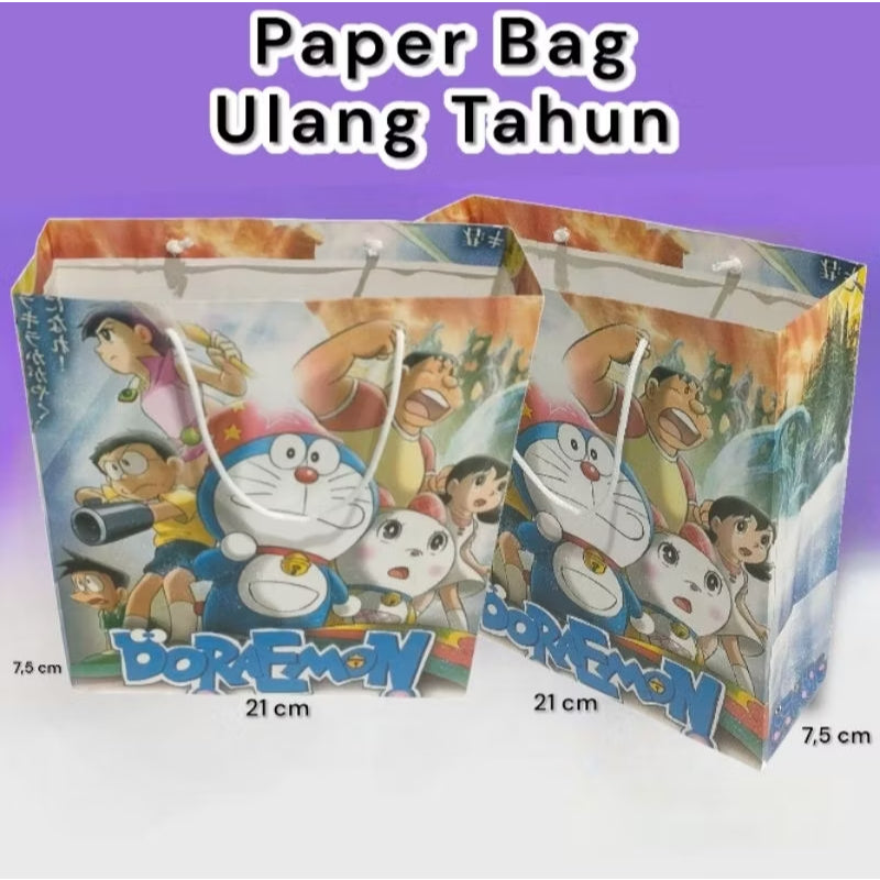 Paper Bag Kado Karakter Kartun Lusinan Eceran Ukuran 21×7×24 cm Cantik Paperbag Karakter Kartun