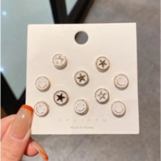 10pcs Bross Pin Motif Bunga Bintang Pin Kancing Fashion Wanita Korea