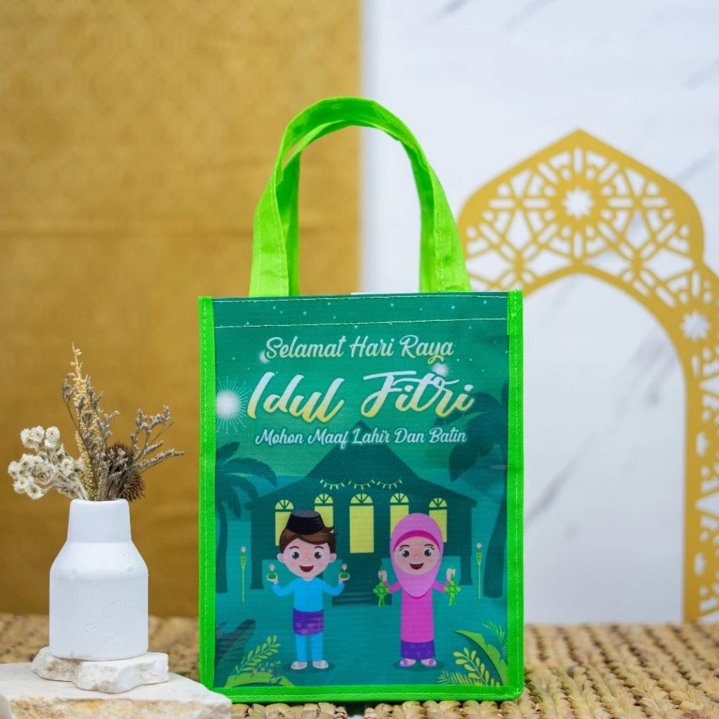 Tas Hamper Lebaran Idul FIrri Tas Parcel Tas Hadiah Goodie Bag Lebaran Idul Fitri Glossy Ready Stock