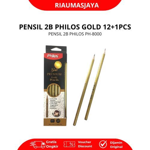 Pekanbaru Philos Pensil 2B Gold Ph-8000 Extra Dark Tidak Mudah Patah Mudah Diraut Untuk Ujian Komputer Menulis Menggambar Dan Sketsa