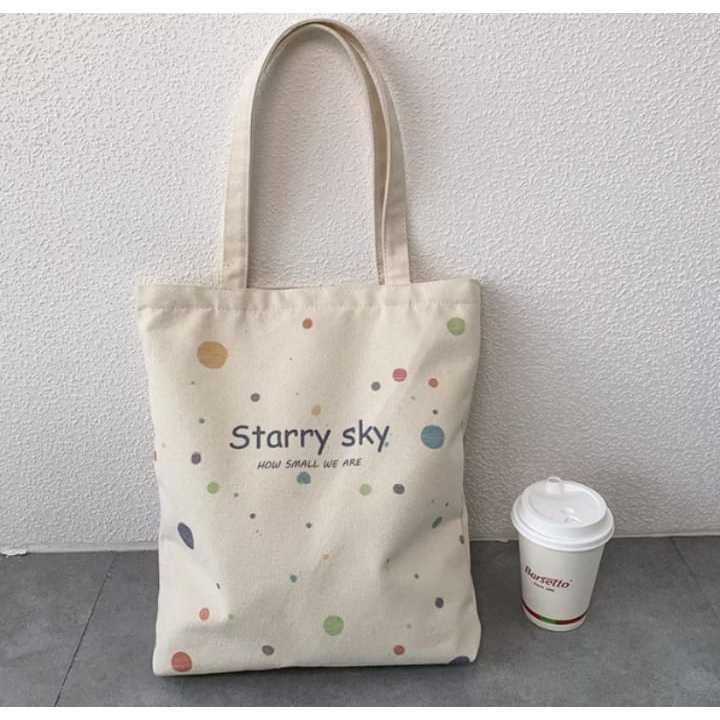 Tote Bag Wanita Simple Tote bag Printing Motif Aesthethic Tote Bag Canvas Resleting Full Colour Tas Sekolah Kuliah