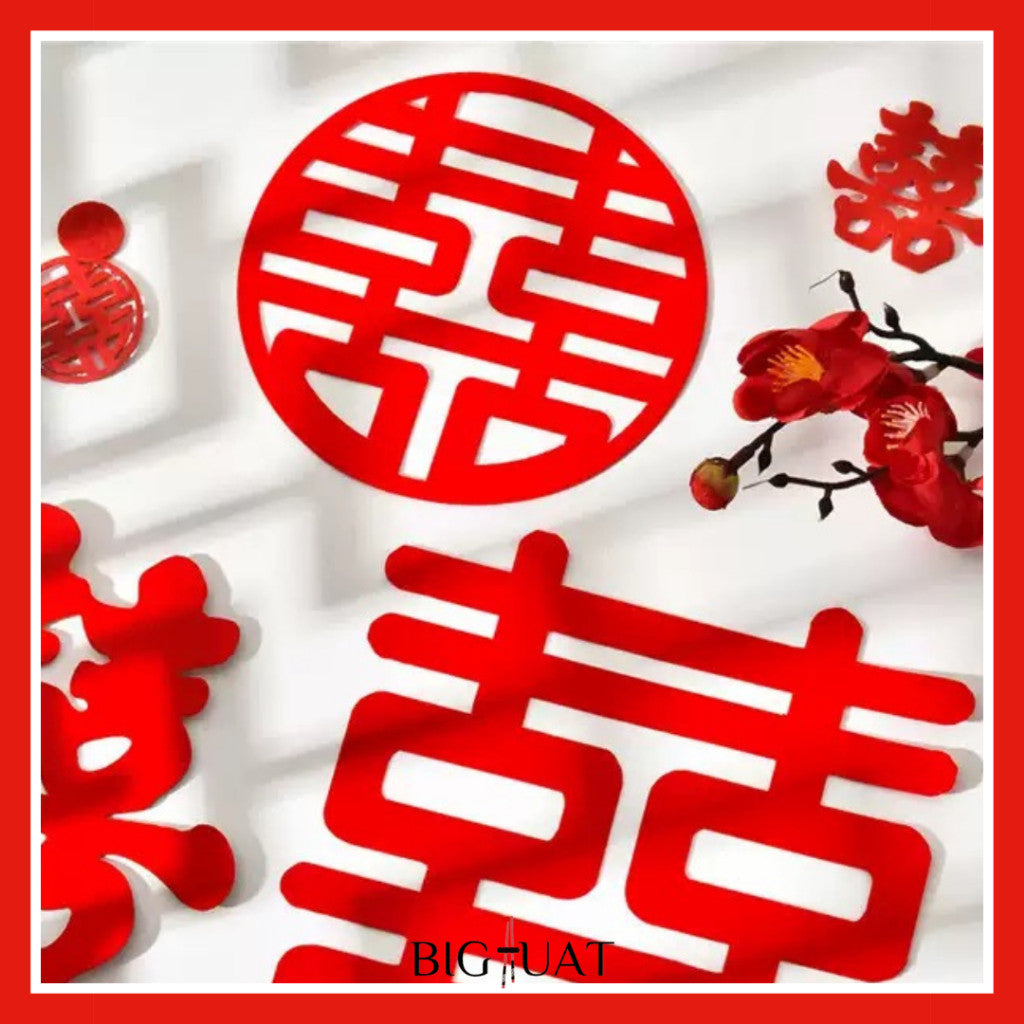 [littlecrab] Sticker Wedding Chinese Shuang Xi Tempelan Stiker Nikah Sanjit Teapai Dekorasi Hiasan Dinding