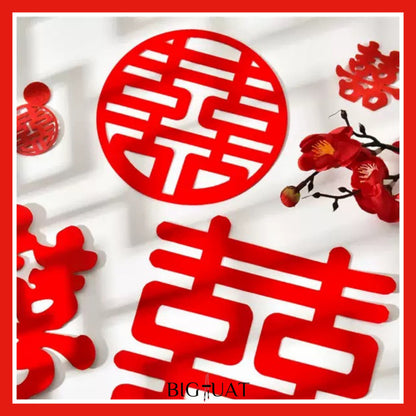 [littlecrab] Sticker Wedding Chinese Shuang Xi Tempelan Stiker Nikah Sanjit Teapai Dekorasi Hiasan Dinding