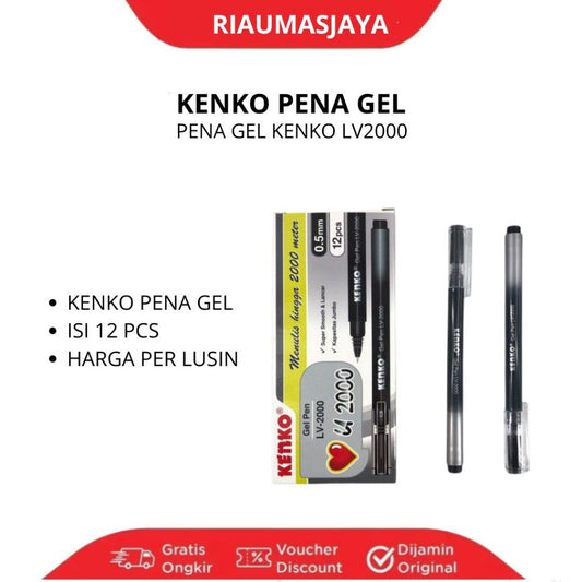 Pekanbaru Kenko Pena Gel  Lv-2000/ Gel Pen Lv-2000 Tinta Hitam