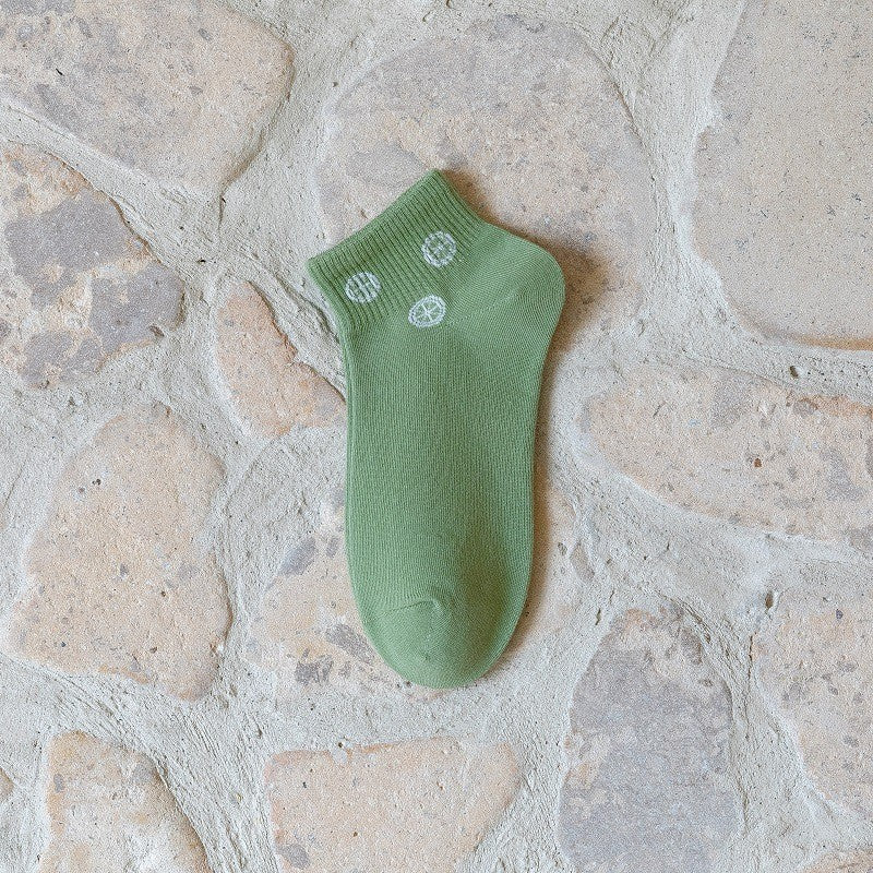 [littlecrab] Kaos Kaki Hijau Lime Green White Women Socks Import Kaos Kaki Unik Lucu Berkualitas