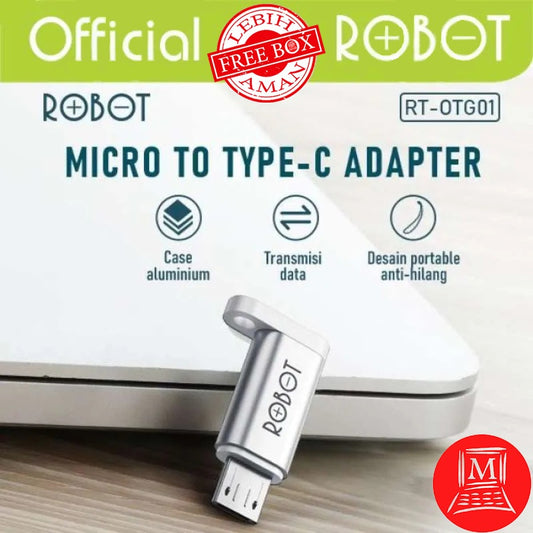 Pekanbaru Robot Rt-Otg01 Otg Micro Usb To Type-C Small & Portable Aluminium Case Cable Adapter
