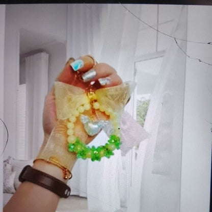 Pekanbaru Gantungan Kunci Aimee Pita Mutiara/Gantungan Tas Aimee Pita Mutiara