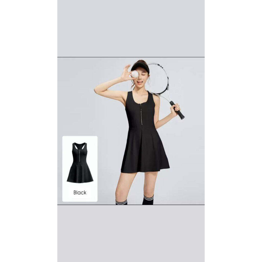 Pekanbaru JevyActive - Zippie Dress - Dress Ritsleting Jumsuit - Rok Padel Tennis Wanita