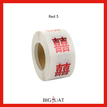 [littlecrab] Sticker Roll Shuang Xi Wedding 500pcs Mini Kondangan Chinese Party Tempelan Buah Snack Teapai Sangjit