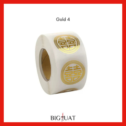 [littlecrab] Sticker Roll Shuang Xi Wedding 500pcs Mini Kondangan Chinese Party Tempelan Buah Snack Teapai Sangjit