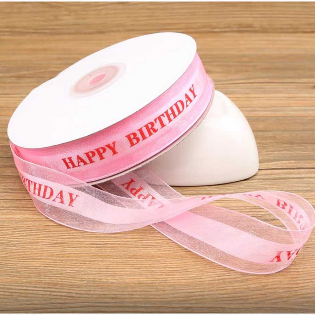 Pekanbaru Pita / Ribbon Tulisan Happy Birthday Warna Warni Per Meter