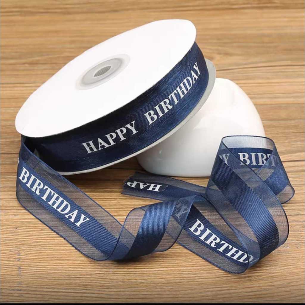 Pekanbaru Pita / Ribbon Tulisan Happy Birthday Warna Warni Per Meter