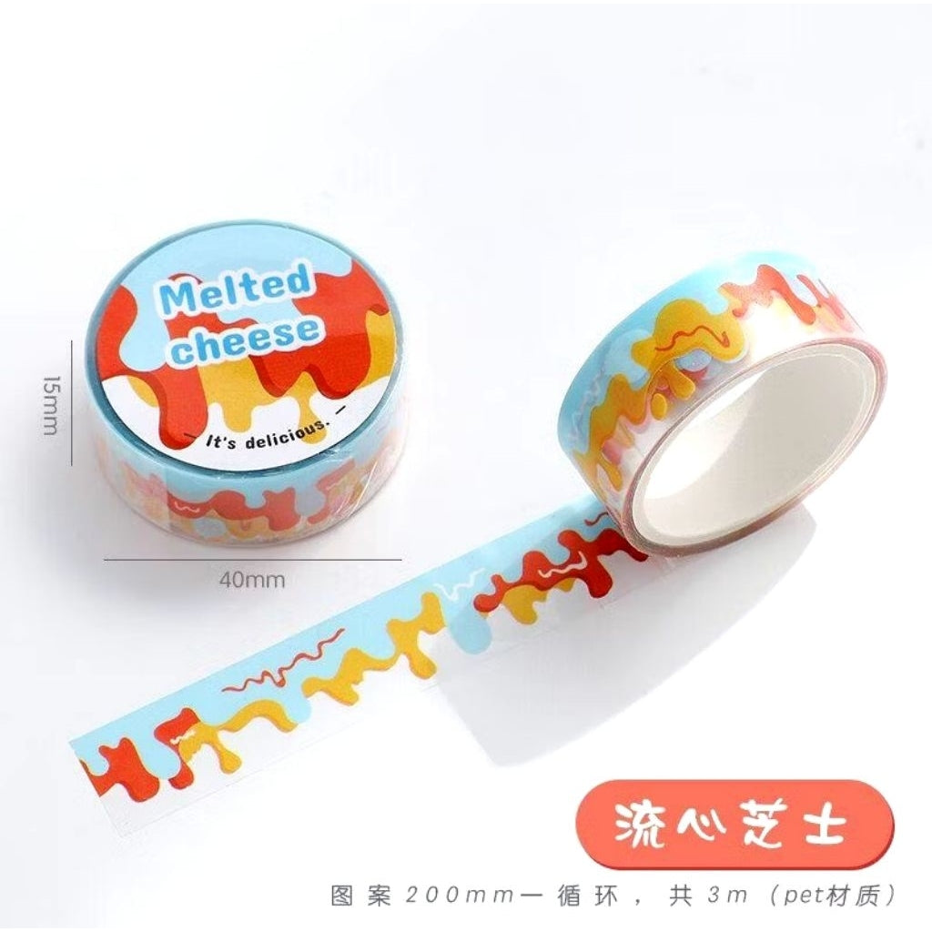 WASHI TAPE PET MASKING TAPE MOTIF MELTED CHEESE LELEHAN KEJU PER 1 PCS