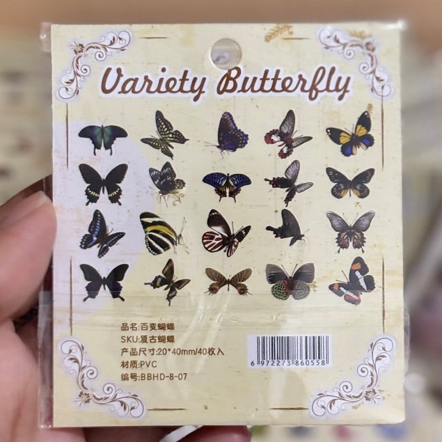 40 Pcs Stiker Kupu-Kupu Tahan Air Bahan PVC Sticker DIY Jurnal Scrapbook