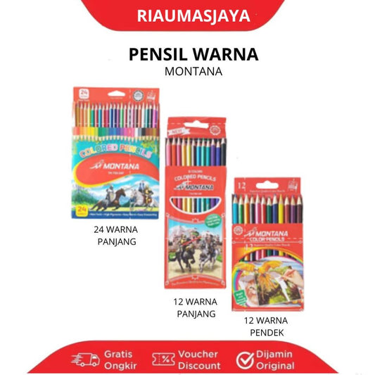 Pekanbaru Pensil 12  & 24  Warna Panjang & Pendek Montana