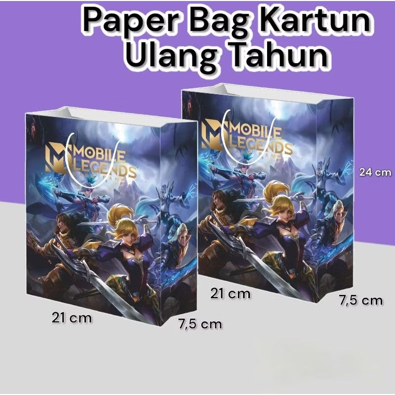 Paper Bag Kado Karakter Kartun Lusinan Eceran Ukuran 21×7×24 cm Cantik Paperbag Karakter Kartun