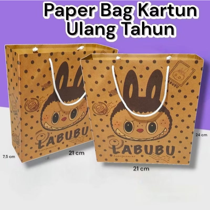 Paper Bag Kado Karakter Kartun Lusinan Eceran Ukuran 21×7×24 cm Cantik Paperbag Karakter Kartun