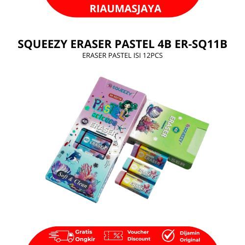 Pekanbaru Penghapus Squeezy Pastel Perbox Isi 12 Pcs Er-Sq11B Soft & Clean Erasing Warna Pastel Kekinian
