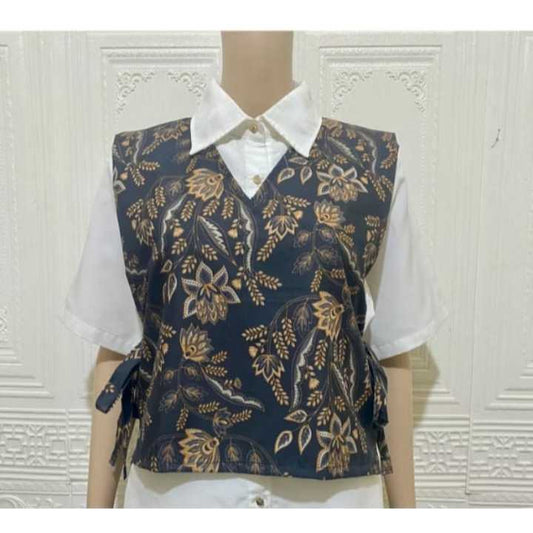 Pekanbaru Rompi Wanita Modern Tali Samping Vest Batik Leher V