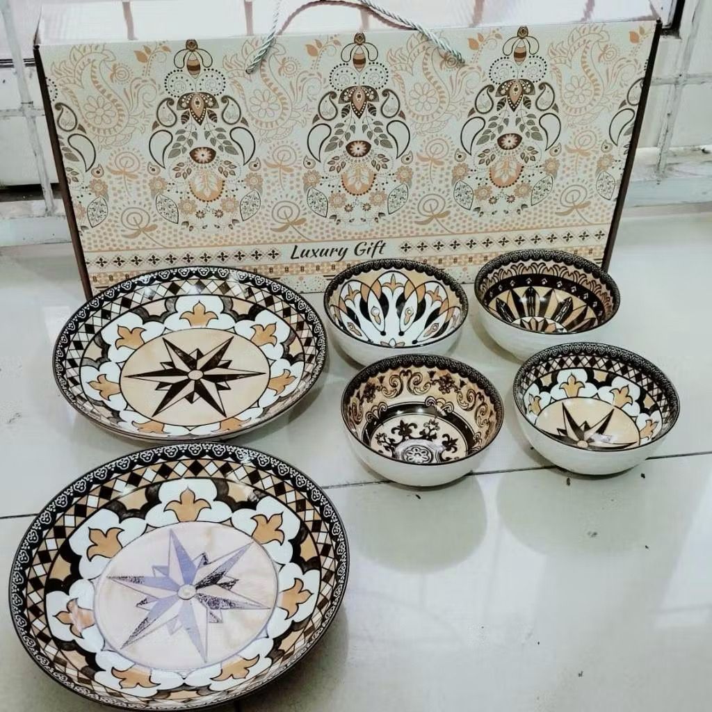 Mangkok Set Premium Box Hampers Kemasan Souvenir Mangkok Set Premium isi 4 Bowl 2 Piring & Sumpit Hampers Wedding Pernikahan