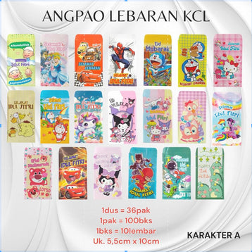 Pekanbaru Amplop Idul Fitri / Amplop Hari Raya / Angpao Lebaran Kecil Premium Unik Kartun Muslim Lucu (Isi 20-30 Bungkus)