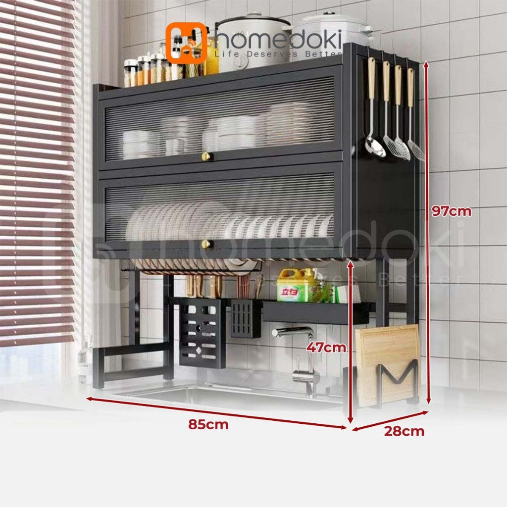 Pekanbaru Homedoki Rak Piring Wastafel / Rak Wastafel Dapur / Rak Di Atas Wastafel / Rak Piring Besi Dapur / Rak Penyimpanan Piring