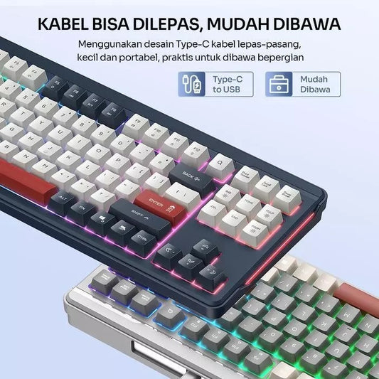 Pekanbaru Robot Keyboard Wired Rk50 Computer Rainbow Backlight Tombol Lembut Wired Keyboard Original - Garansi 1 Tahun