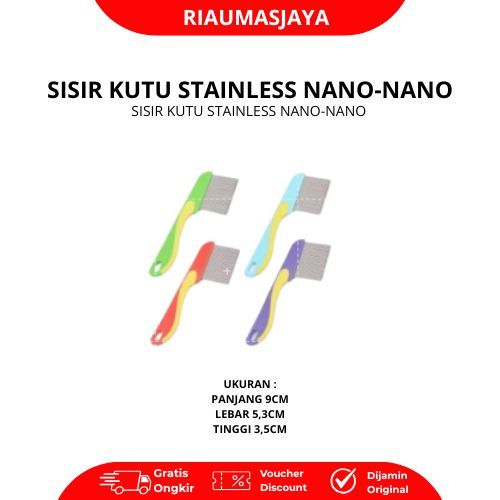 Pekanbaru Nano Sisir Kutu Stainlees Gagang/Sisir Ketombe Nano Stainlees