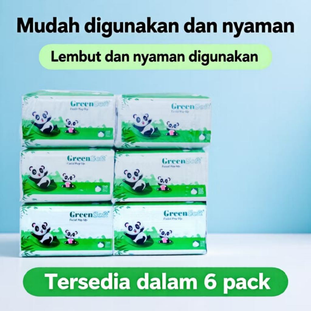 ( REFIL) tisu greensoft isi 6pcs ukuran 10x10 cm Refil tisu Tanpa Kotak
