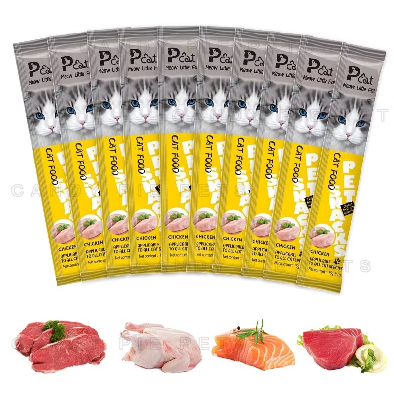 HR-Peien MCJ Snack Kucing hewan peliharaan Makanan Kucing Basah Batang Cat Stick 15gr Cat Treats Cat Food Strip